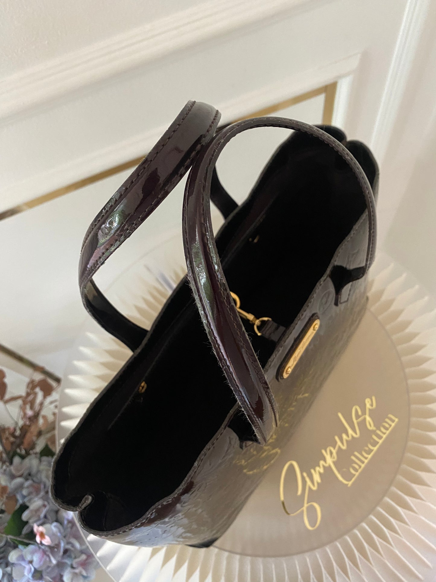 LOUIS VUITTON Amarante Mono Vernis Wiltshire Mm Bag