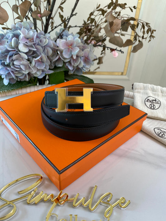 H Reversible Black/Gold Tan Belt