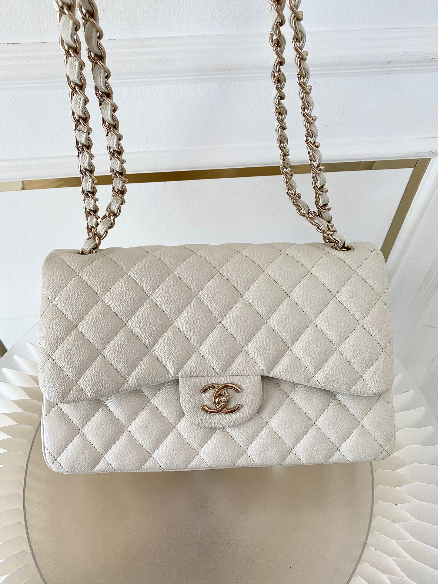 CHANEL Jumbo Double Flap Caviar LGHW