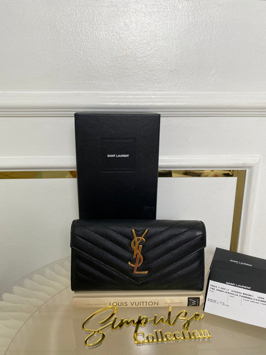 Yves Saint Laurent Mono Matelasse Long Wallet