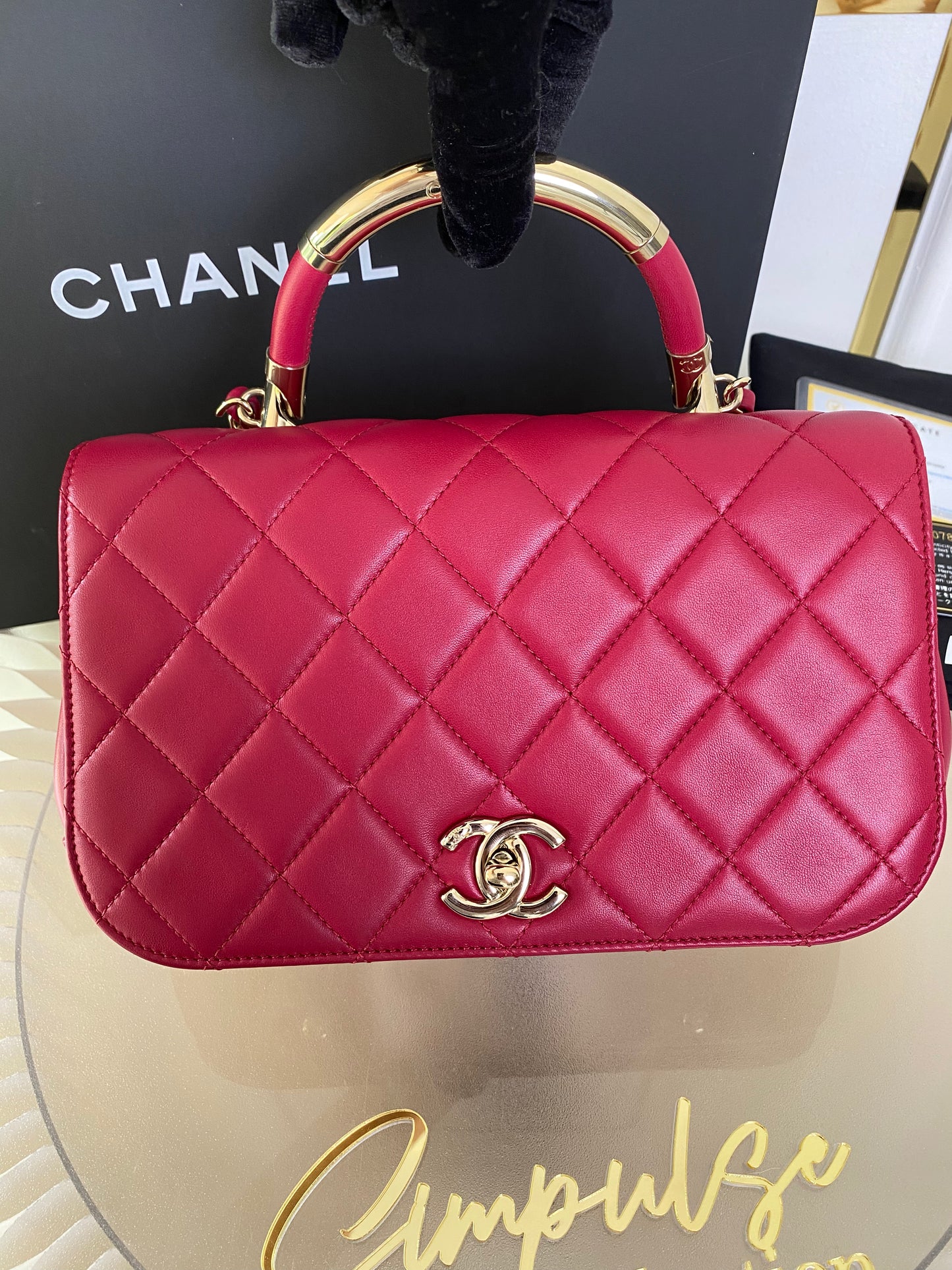 Chanel Small Lambskin Carry Chic Flap