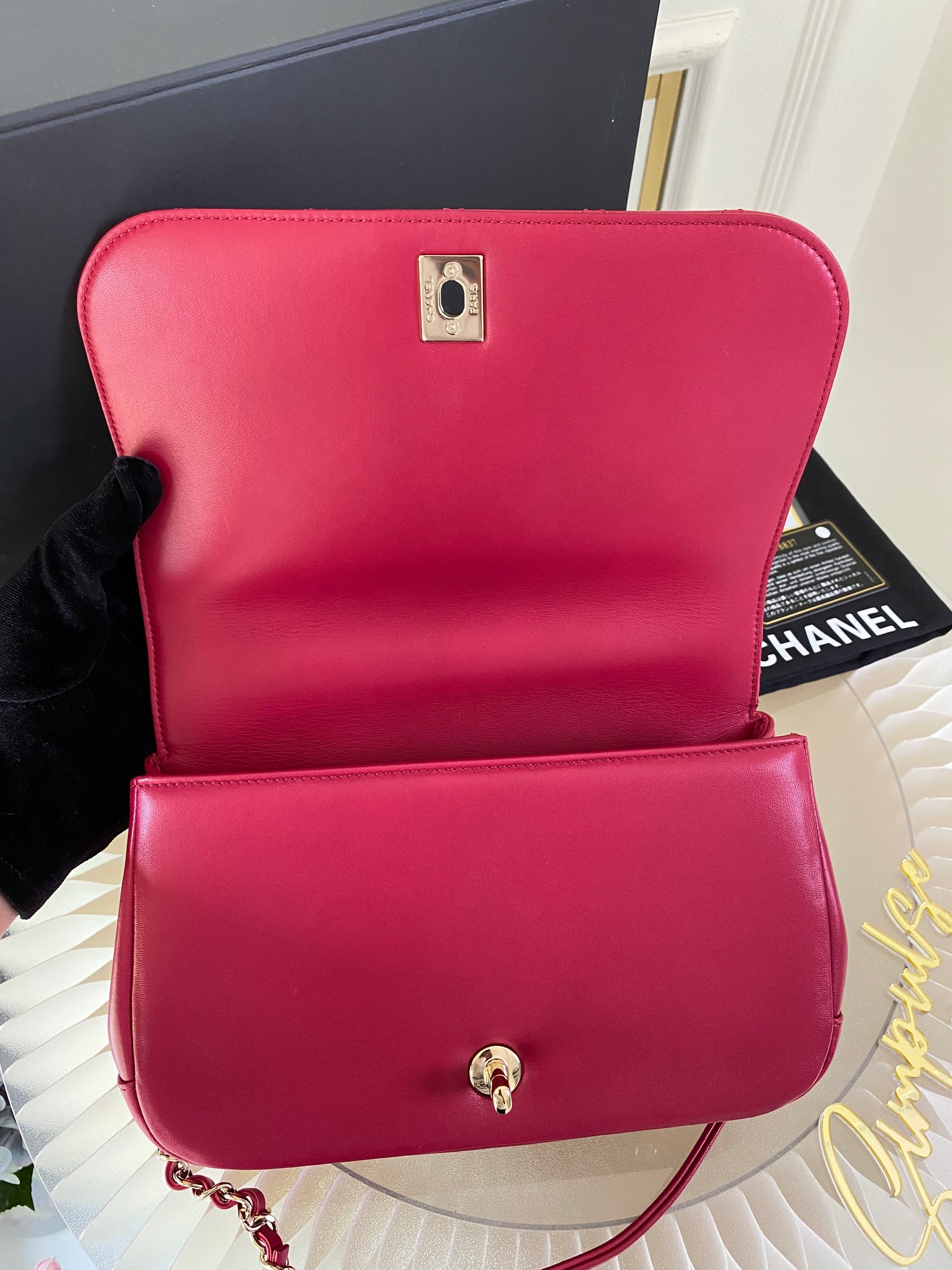 Chanel Small Lambskin Carry Chic Flap