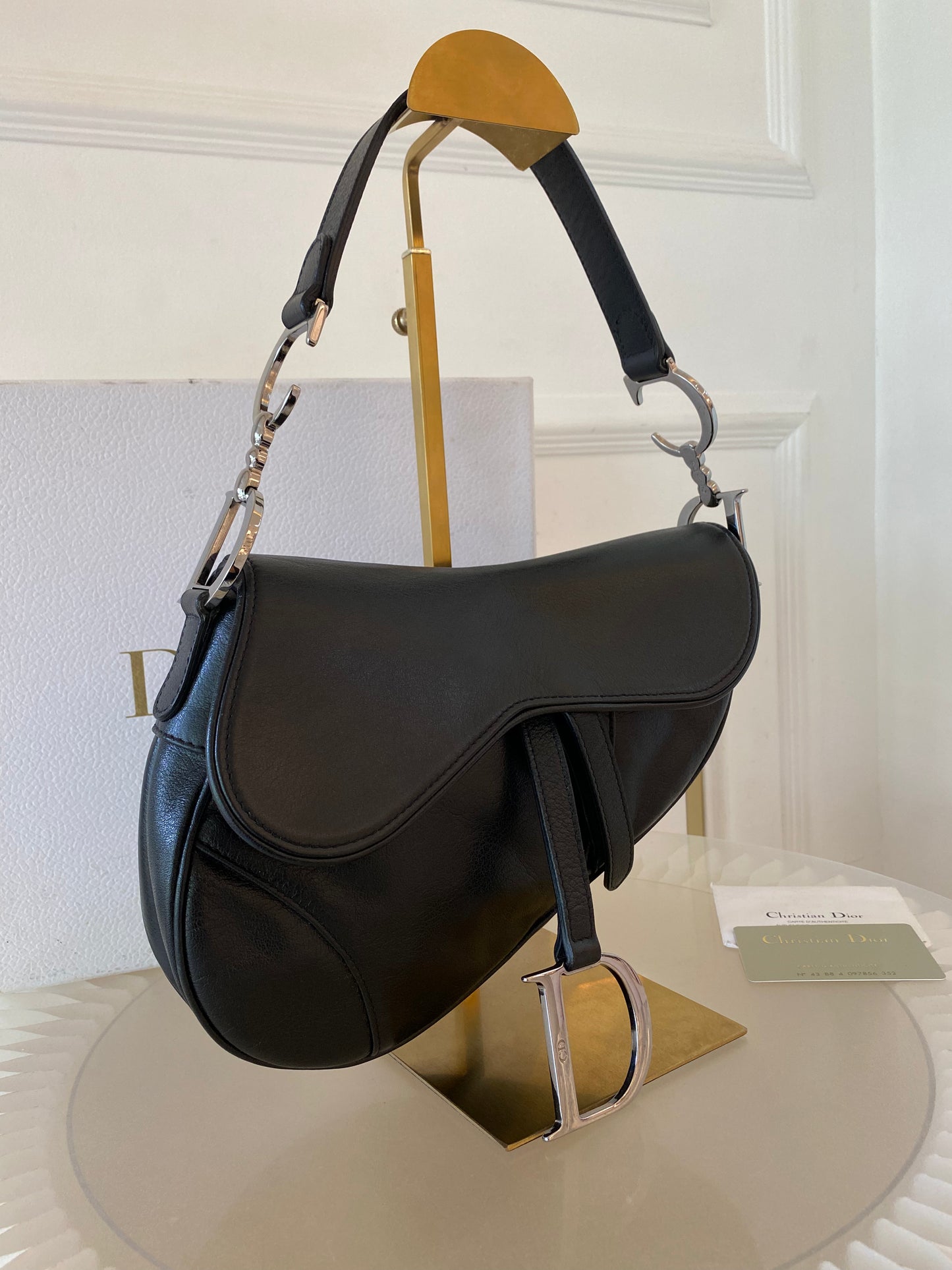 DIOR Saddle Medium in Black SHW