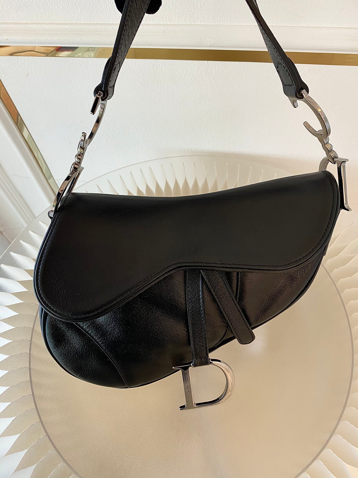 DIOR Saddle Medium in Black SHW