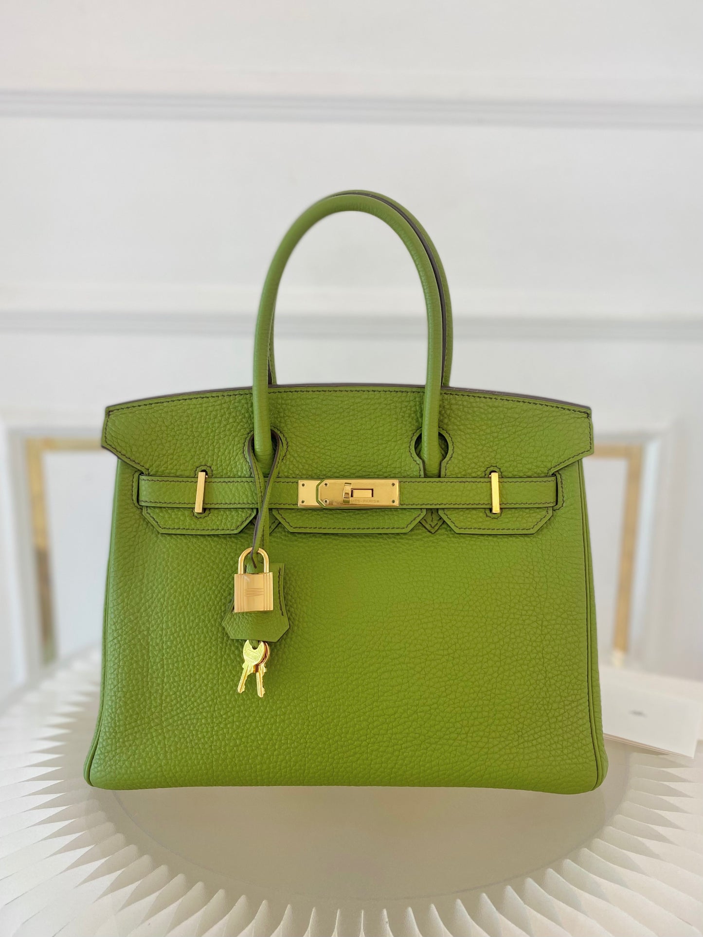 Hermes Birkin 30 Vert Anis GHW in Togo Leather