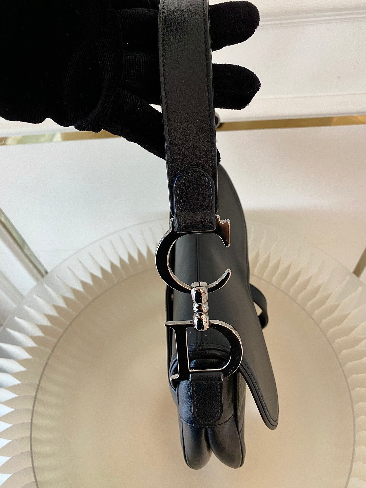 DIOR Saddle Medium in Black SHW