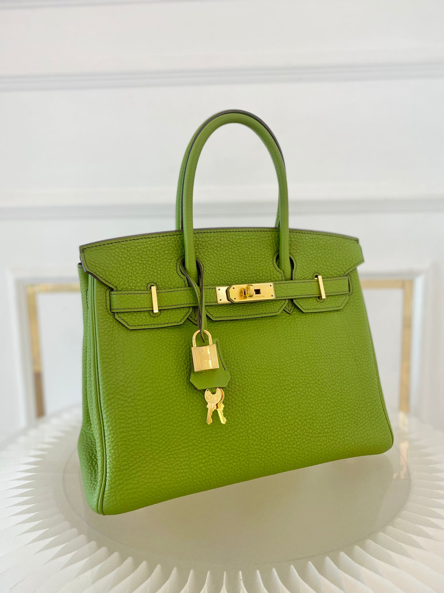 Hermes Birkin 30 Vert Anis GHW in Togo Leather