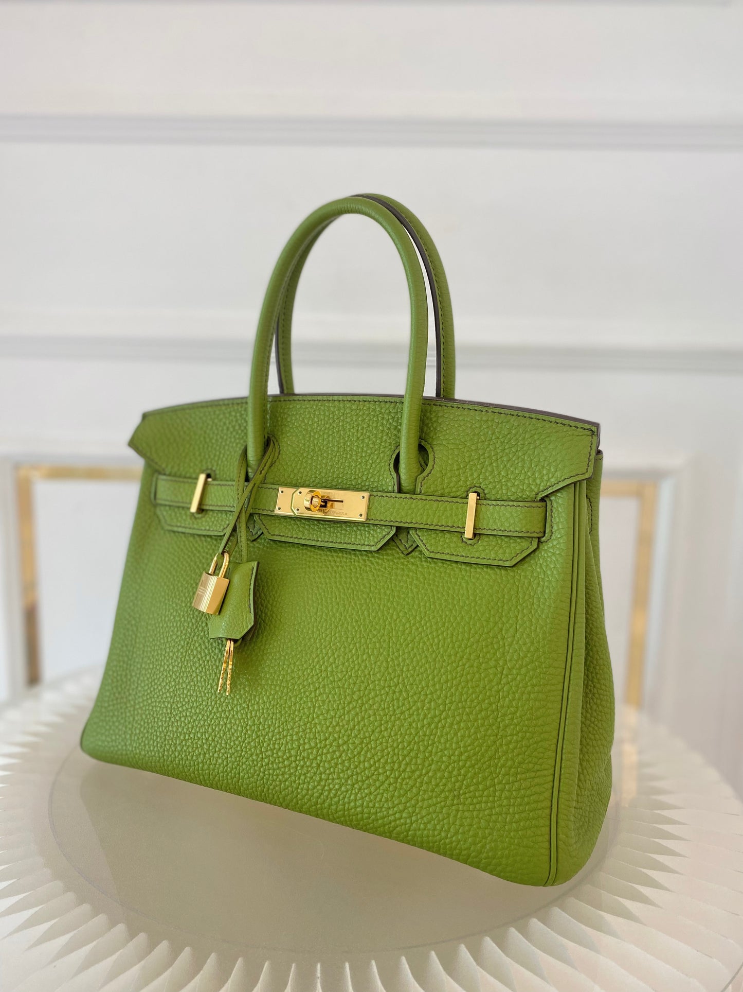Hermes Birkin 30 Vert Anis GHW in Togo Leather