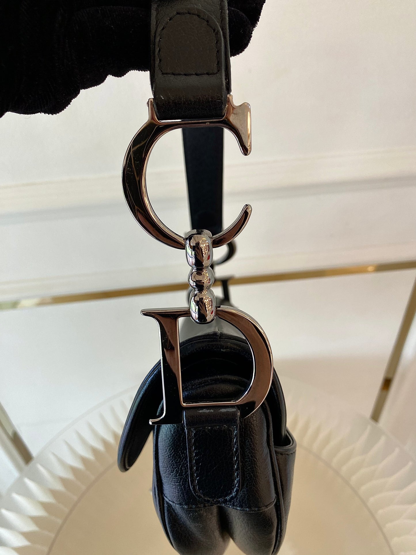 DIOR Saddle Medium in Black SHW