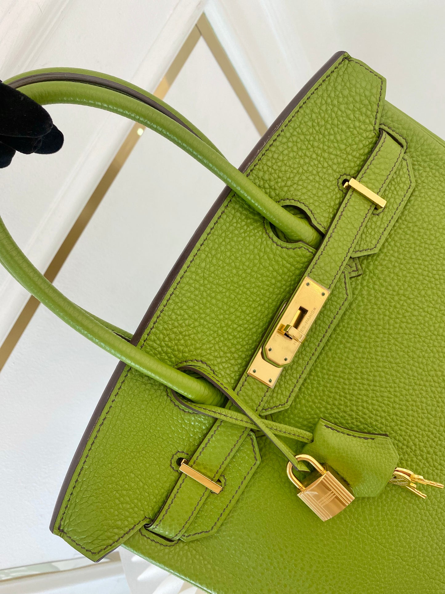 Hermes Birkin 30 Vert Anis GHW in Togo Leather