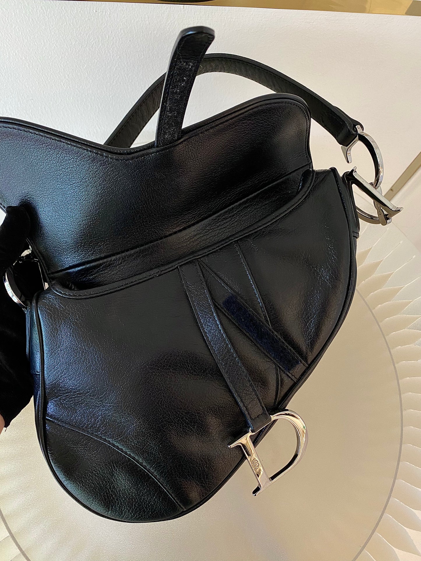 DIOR Saddle Medium in Black SHW