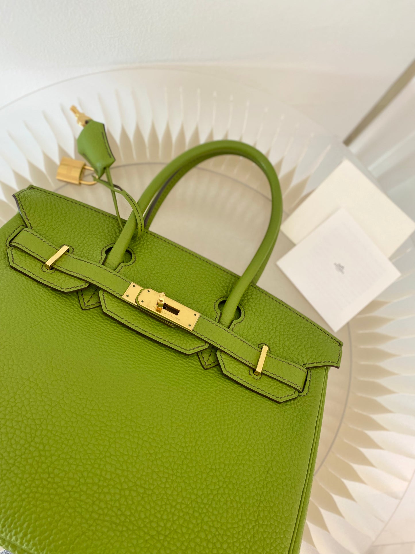 Hermes Birkin 30 Vert Anis GHW in Togo Leather