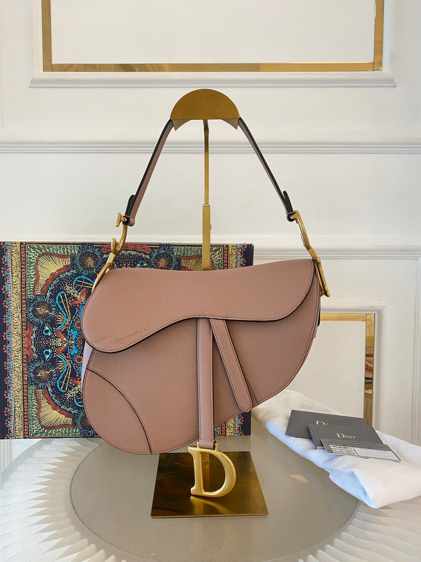 DIOR Saddle Medium Nude Beige GHW