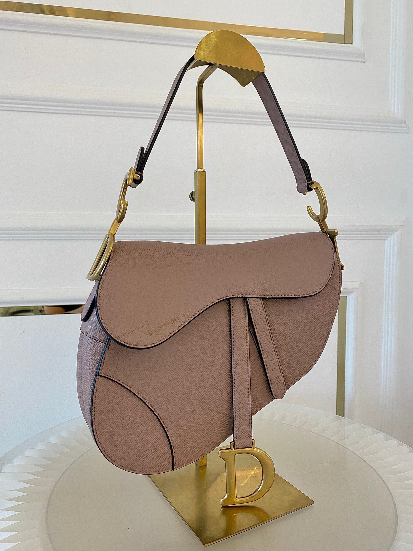 DIOR Saddle Medium Nude Beige GHW