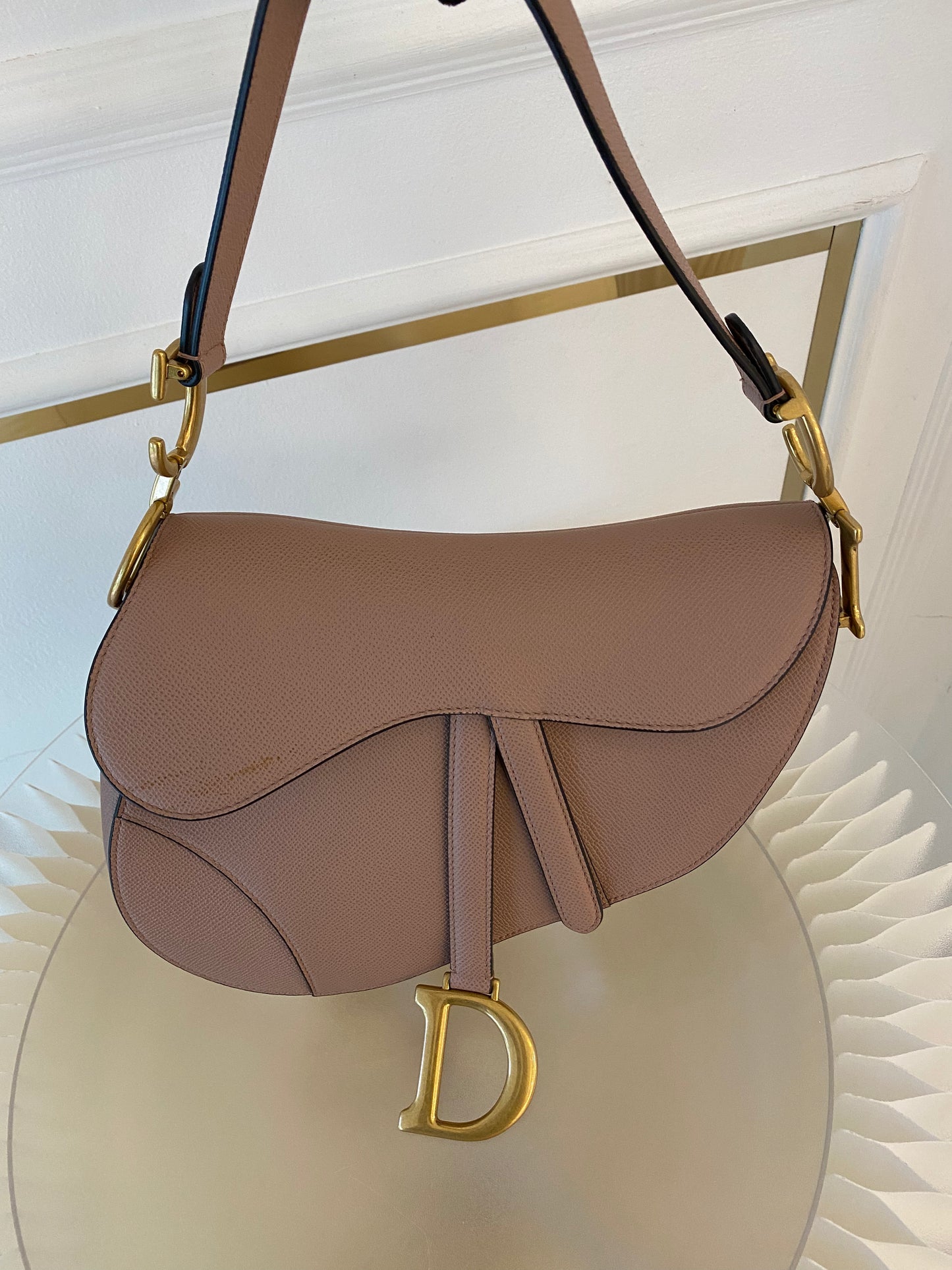 DIOR Saddle Medium Nude Beige GHW