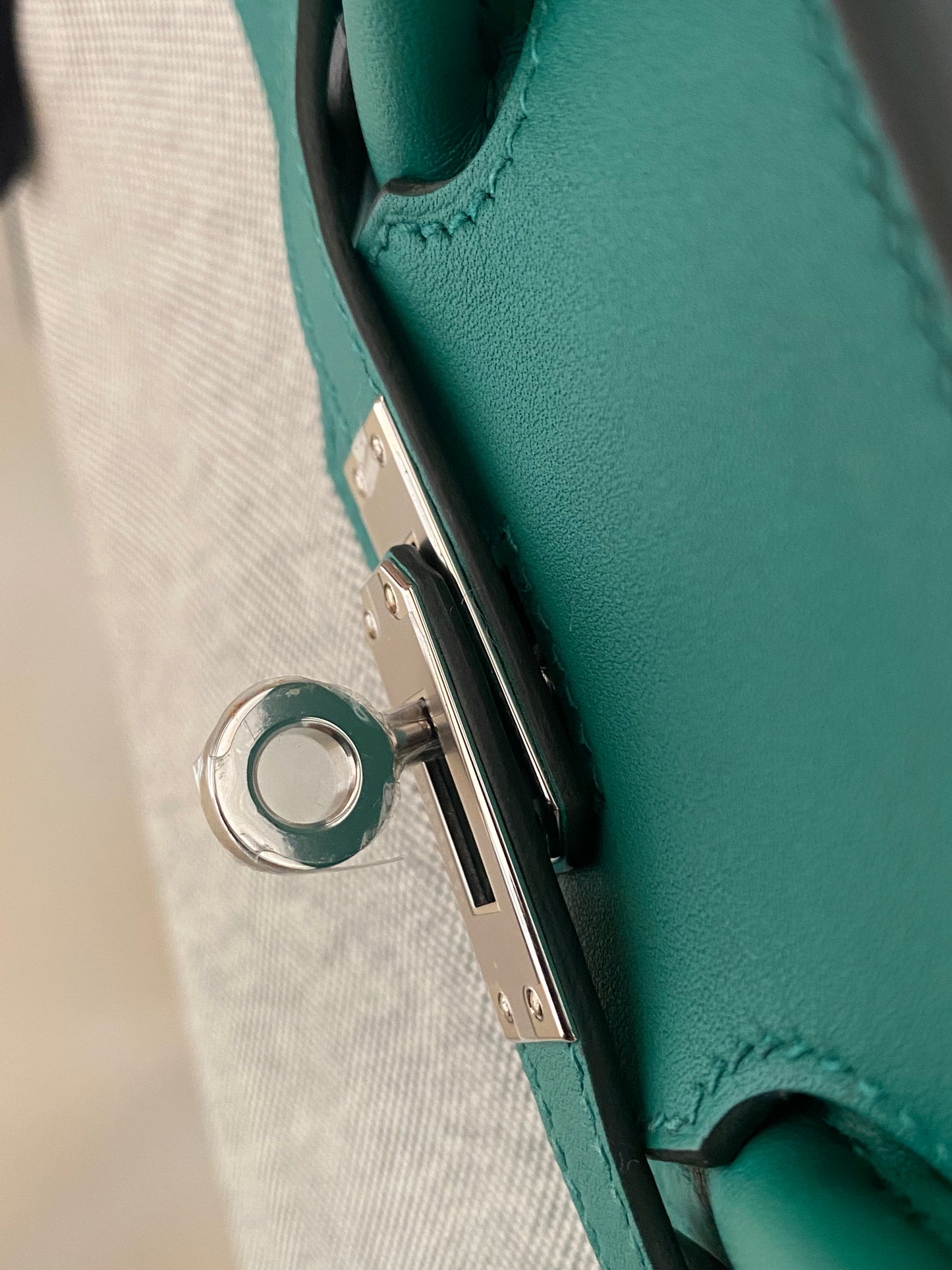 HERMES Birkin 25 Vert Vertigo Toile Swift PHW