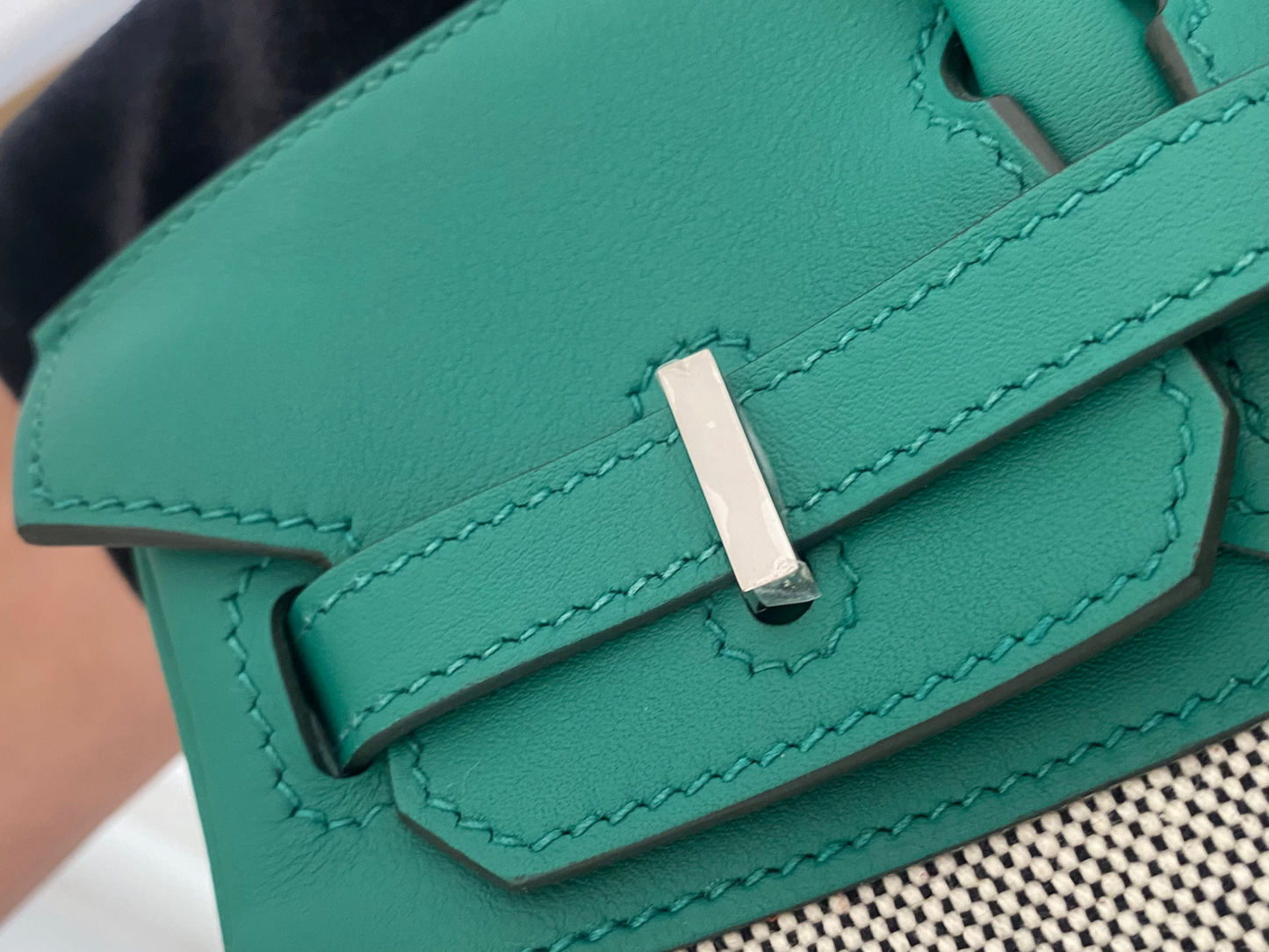 HERMES Birkin 25 Vert Vertigo Toile Swift PHW