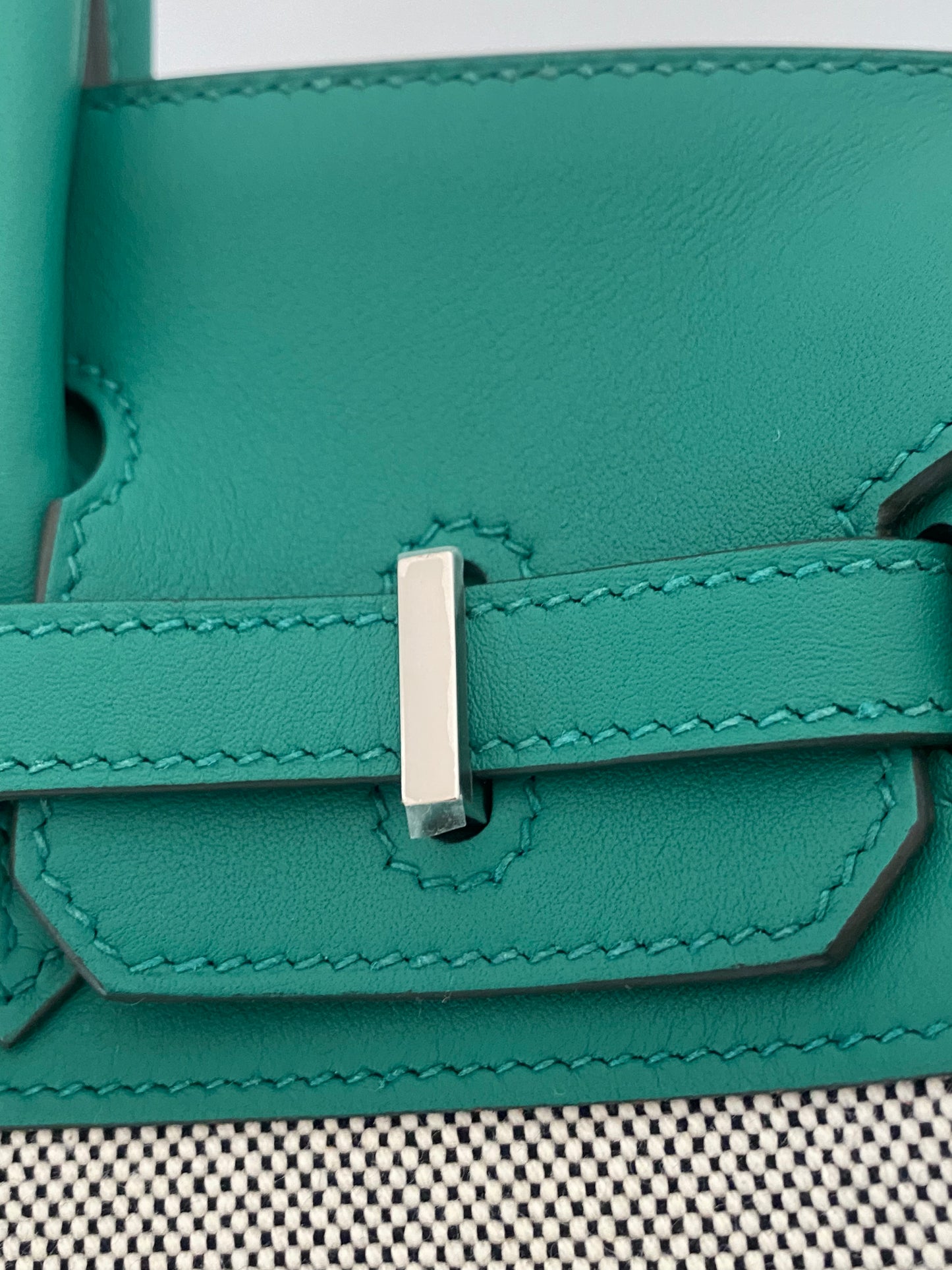 HERMES Birkin 25 Vert Vertigo Toile Swift PHW