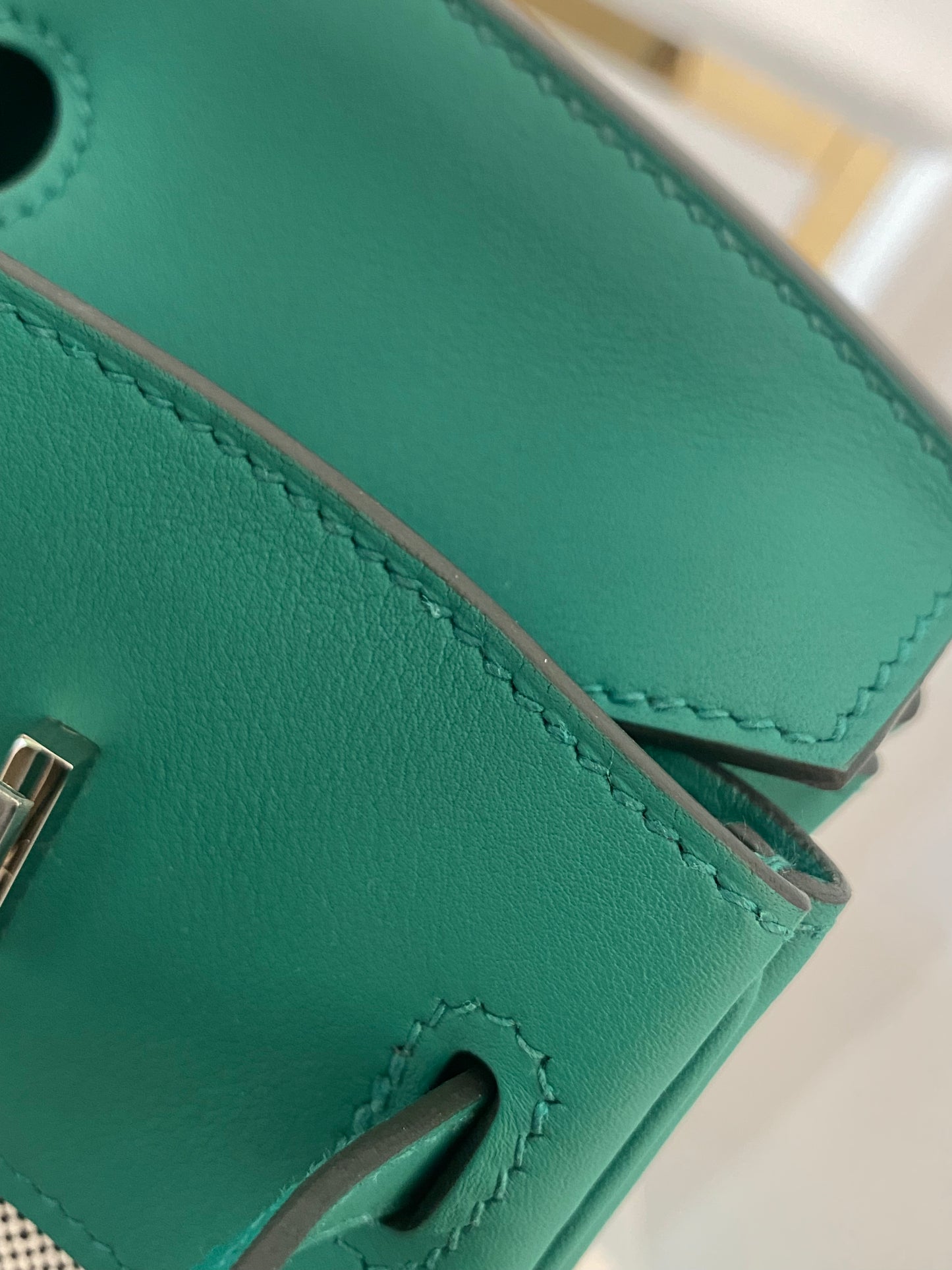 HERMES Birkin 25 Vert Vertigo Toile Swift PHW