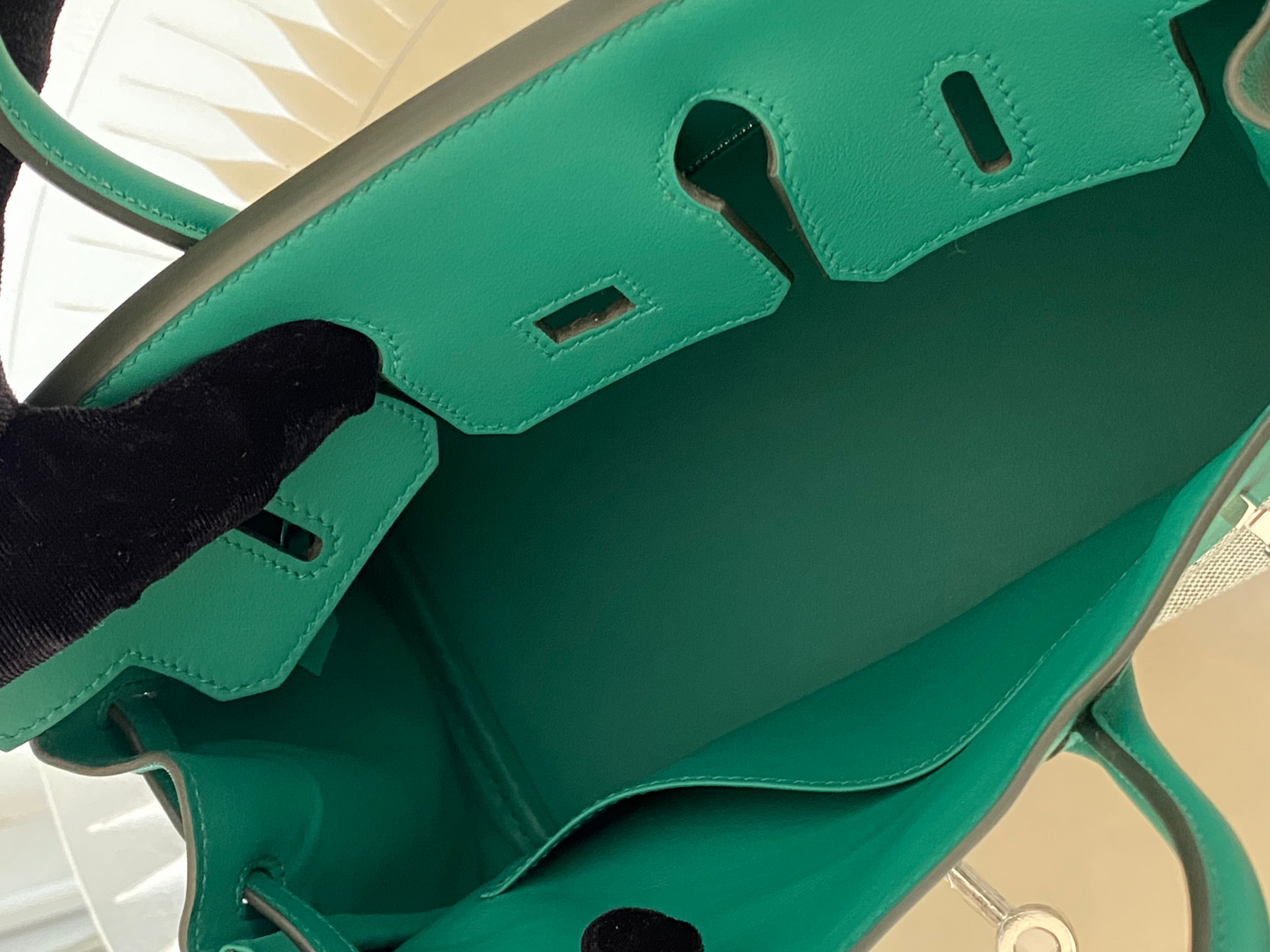 HERMES Birkin 25 Vert Vertigo Toile Swift PHW