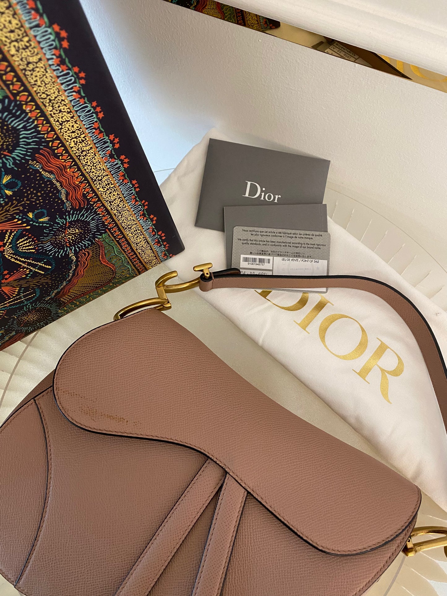 DIOR Saddle Medium Nude Beige GHW