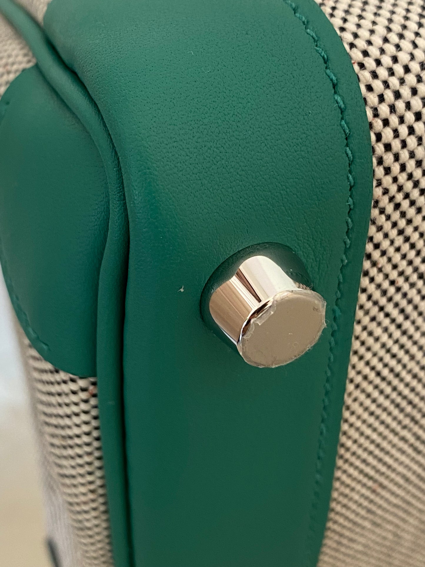 HERMES Birkin 25 Vert Vertigo Toile Swift PHW