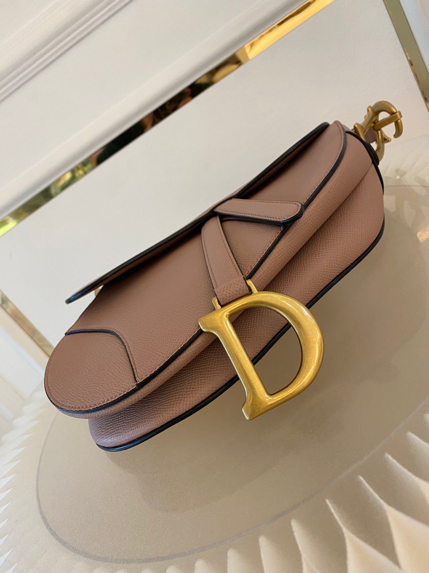 DIOR Saddle Medium Nude Beige GHW