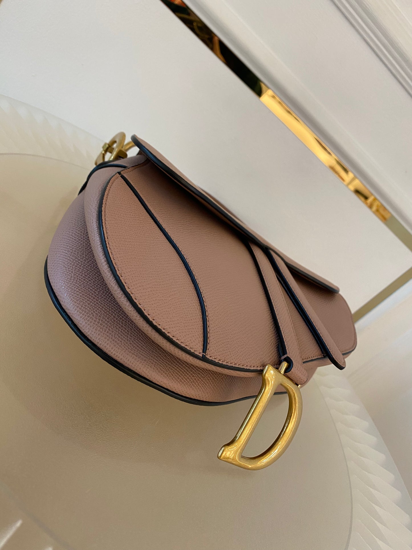 DIOR Saddle Medium Nude Beige GHW