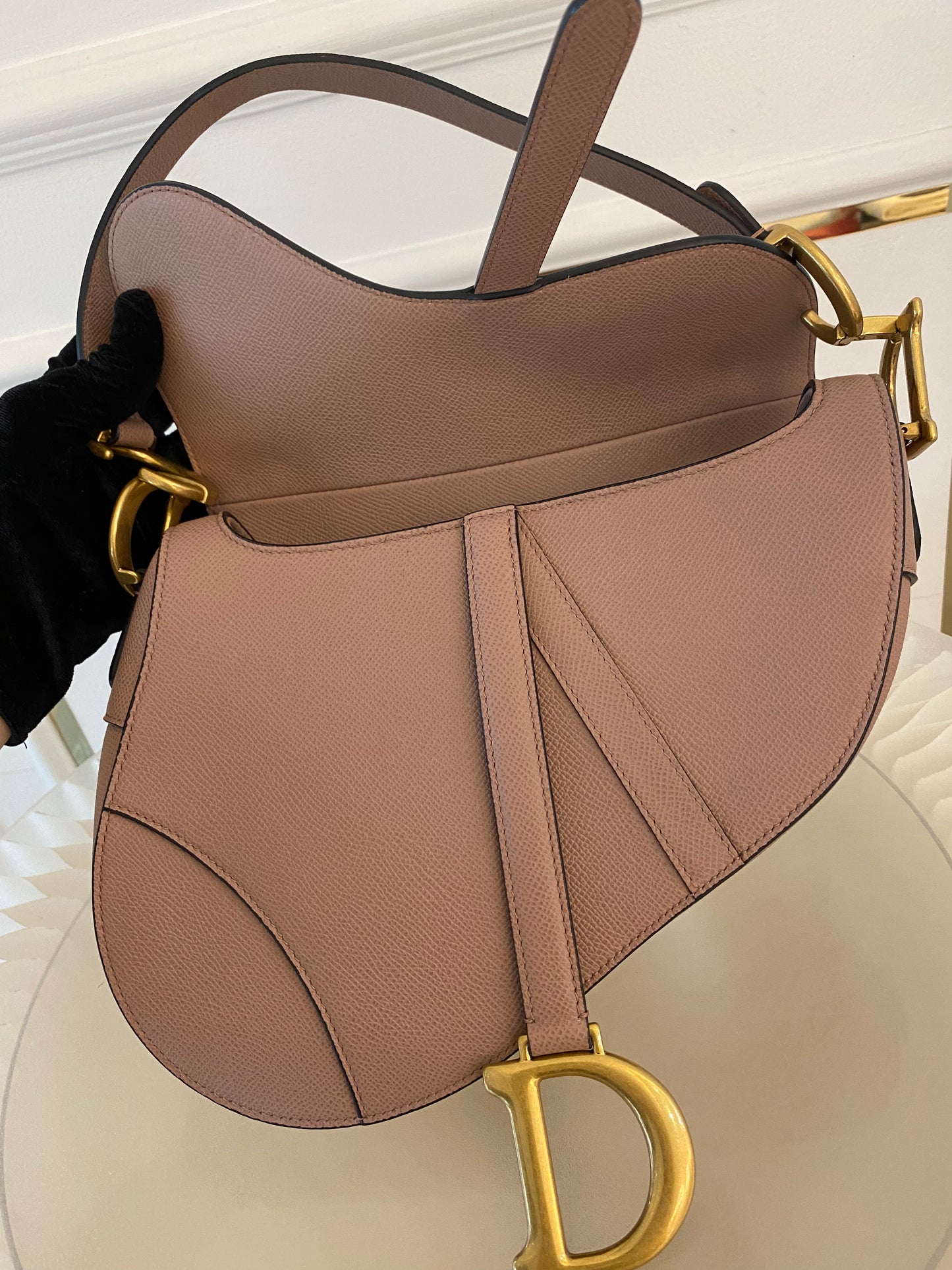 DIOR Saddle Medium Nude Beige GHW