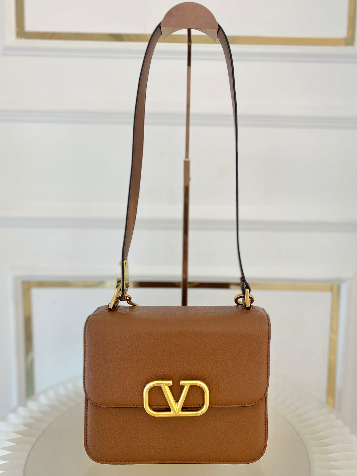 VLTN V Logo Sling Crossbody Pebbled Leather