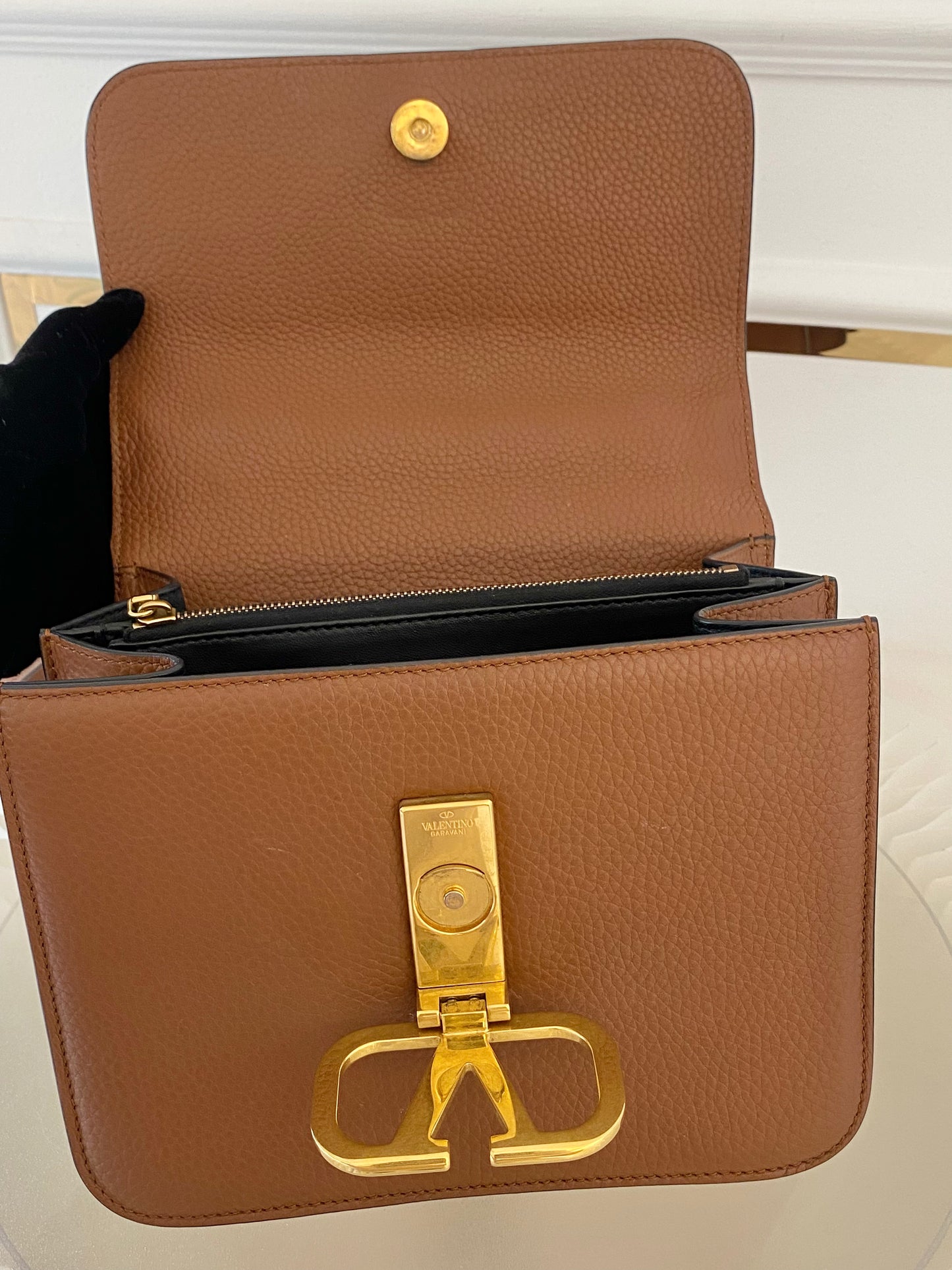 VLTN V Logo Sling Crossbody Pebbled Leather
