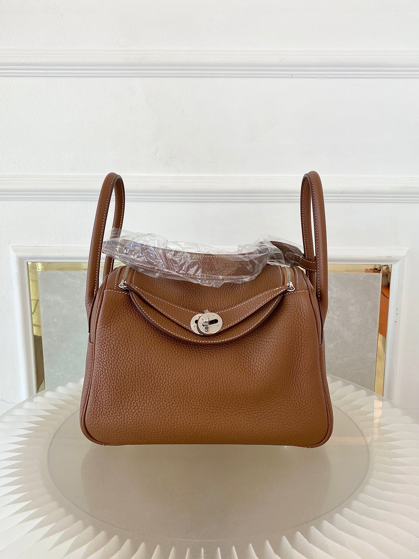 HERMES Lindy 26 Gold Tan PHW