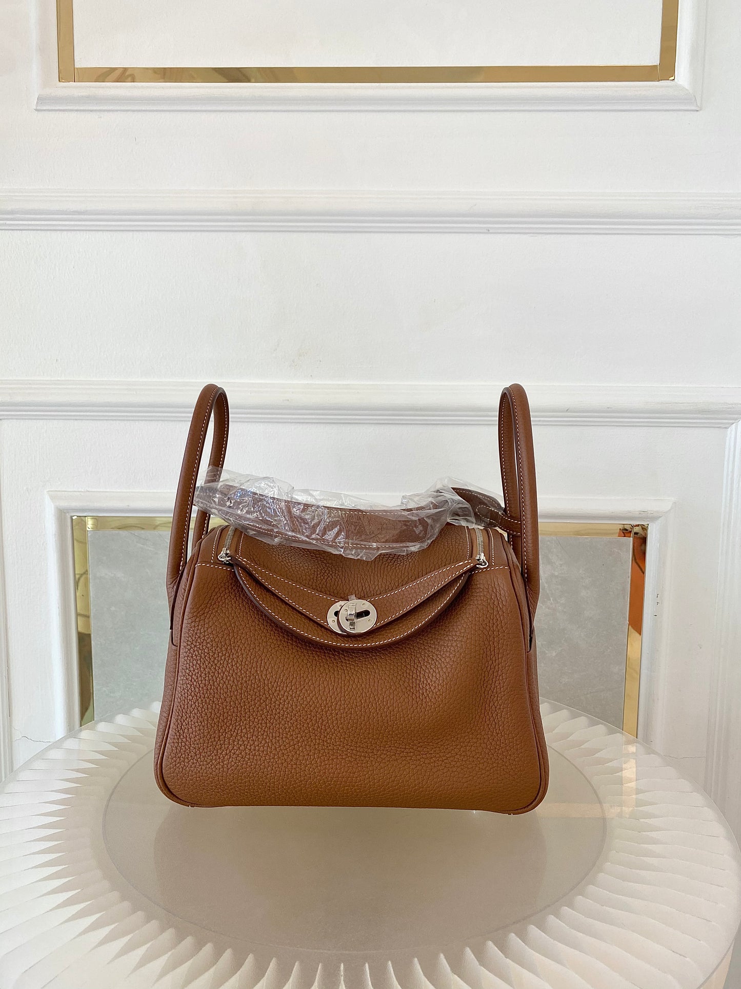 HERMES Lindy 26 Gold Tan PHW