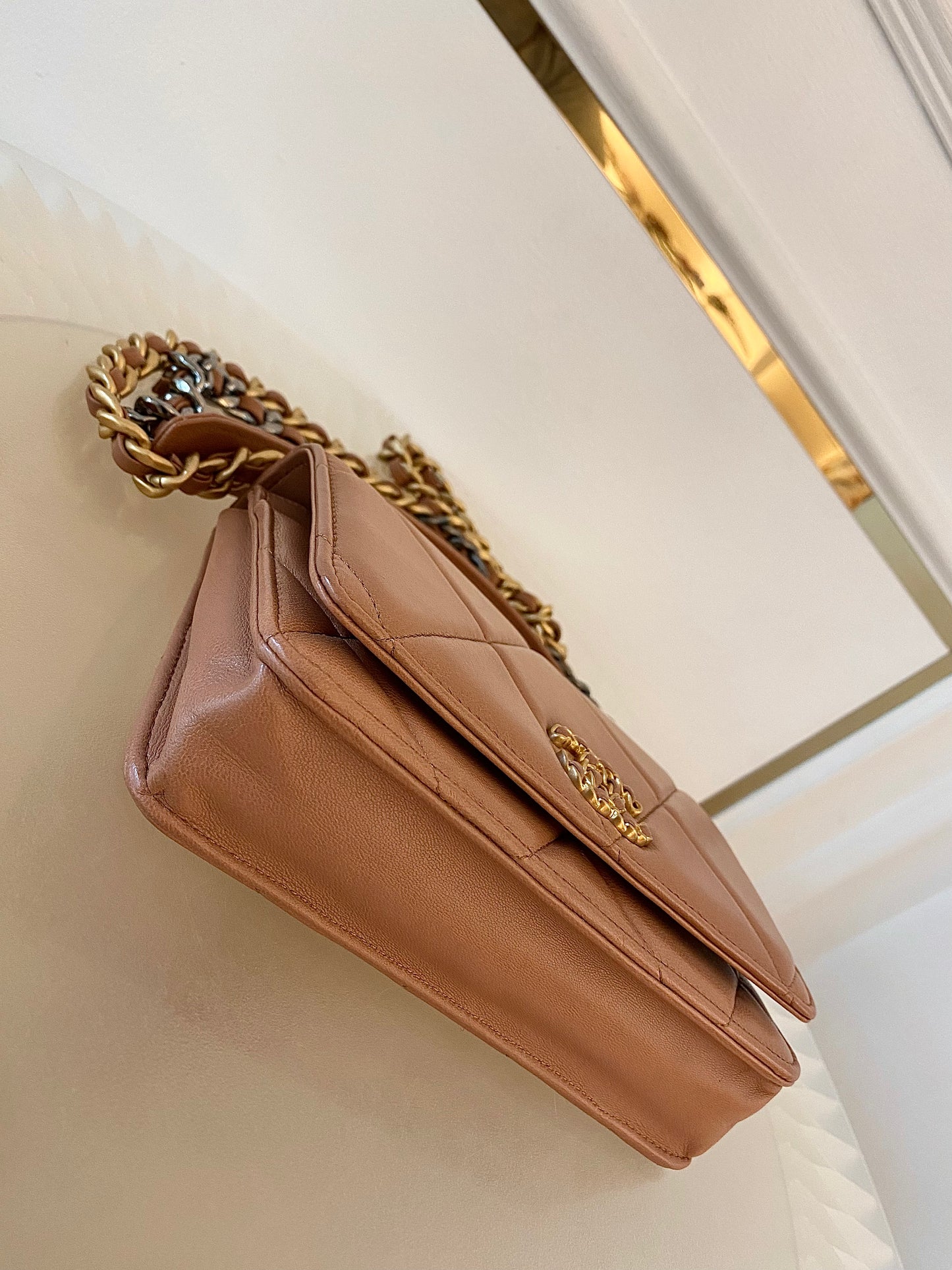 CHANEL C19 WOC Brown Quilted Lambskin Leather