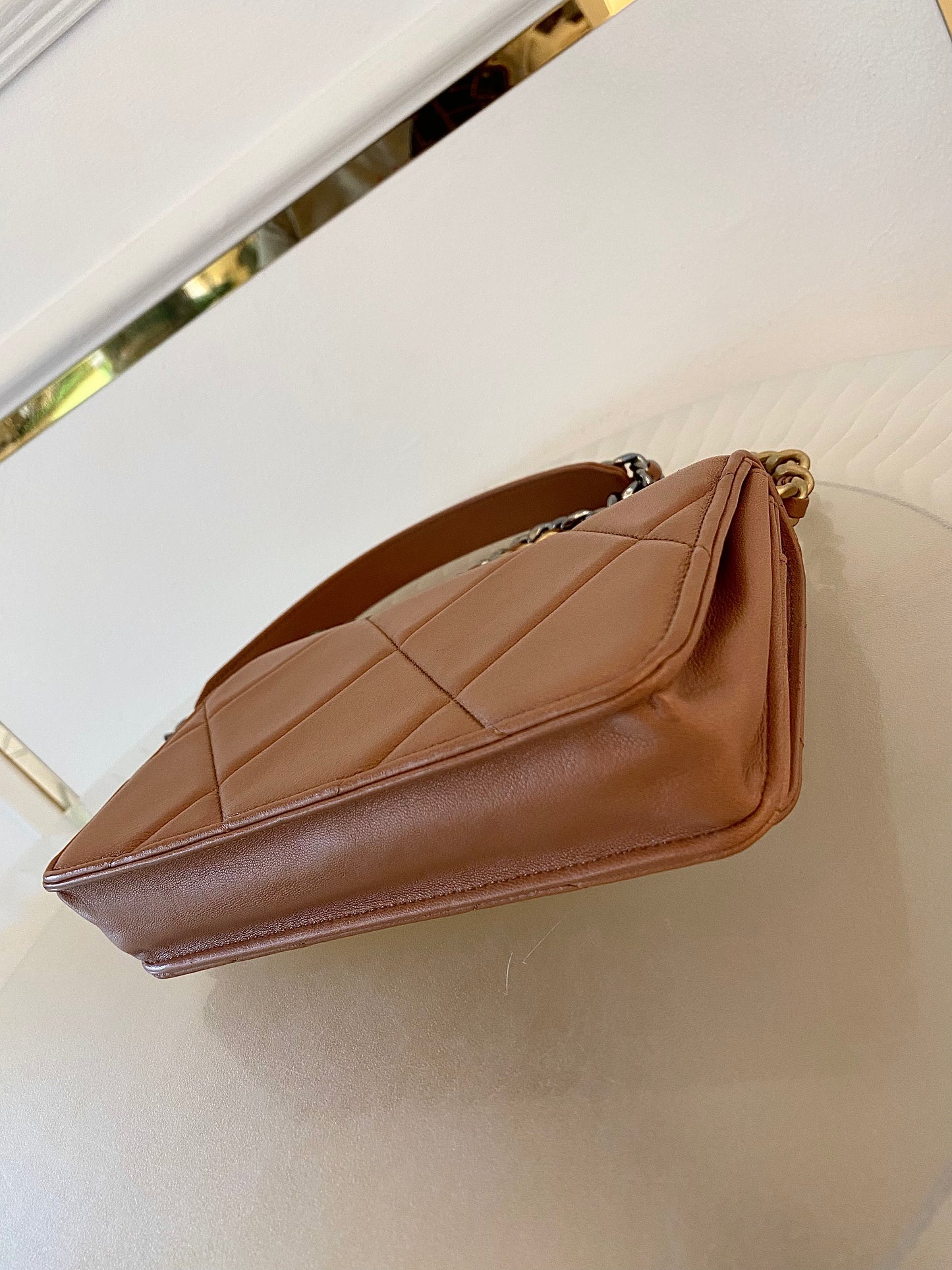 CHANEL C19 WOC Brown Quilted Lambskin Leather