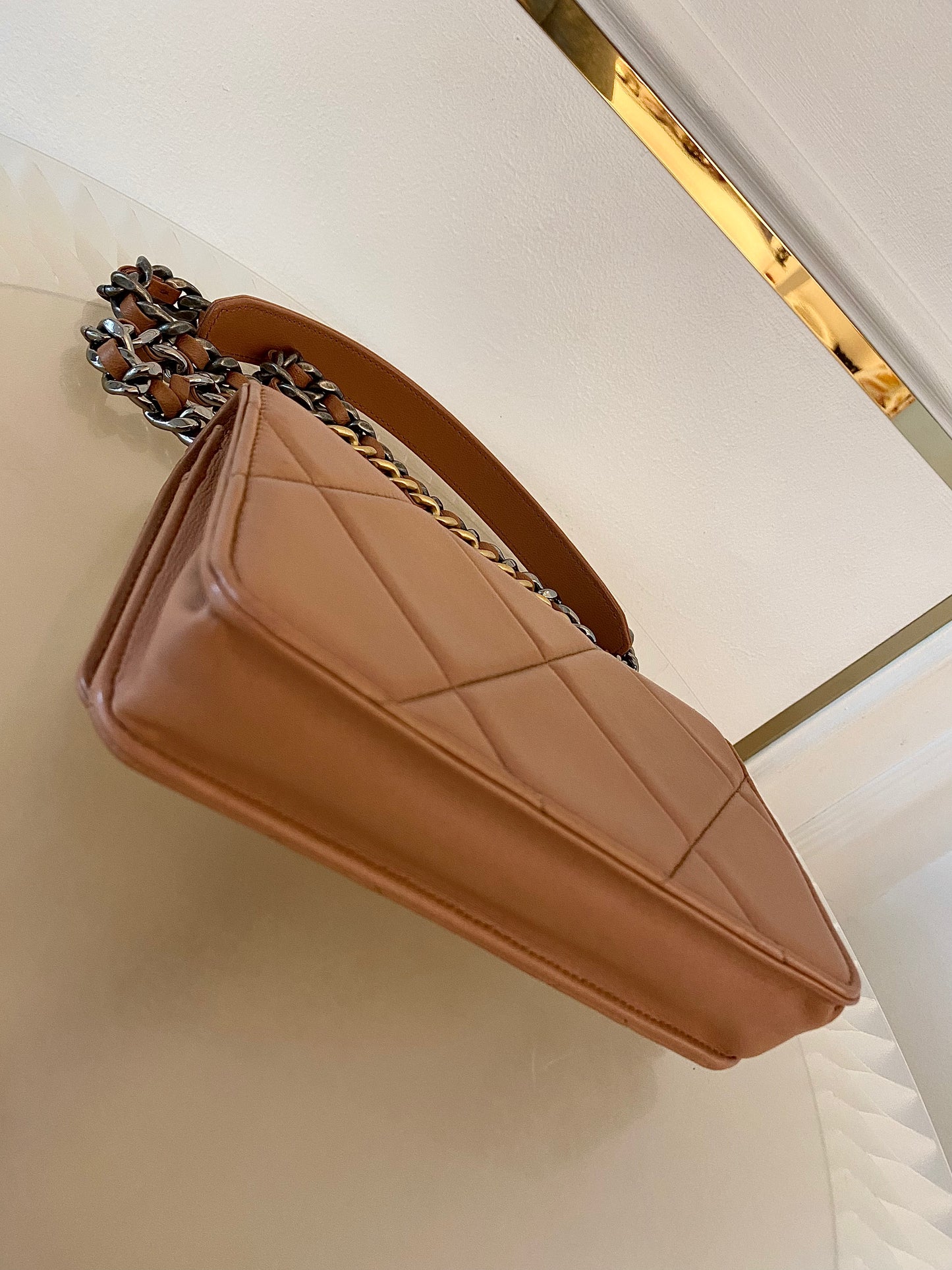 CHANEL C19 WOC Brown Quilted Lambskin Leather