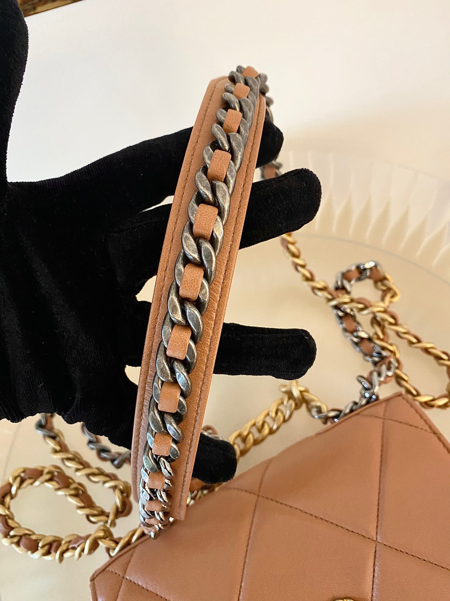 CHANEL C19 WOC Brown Quilted Lambskin Leather