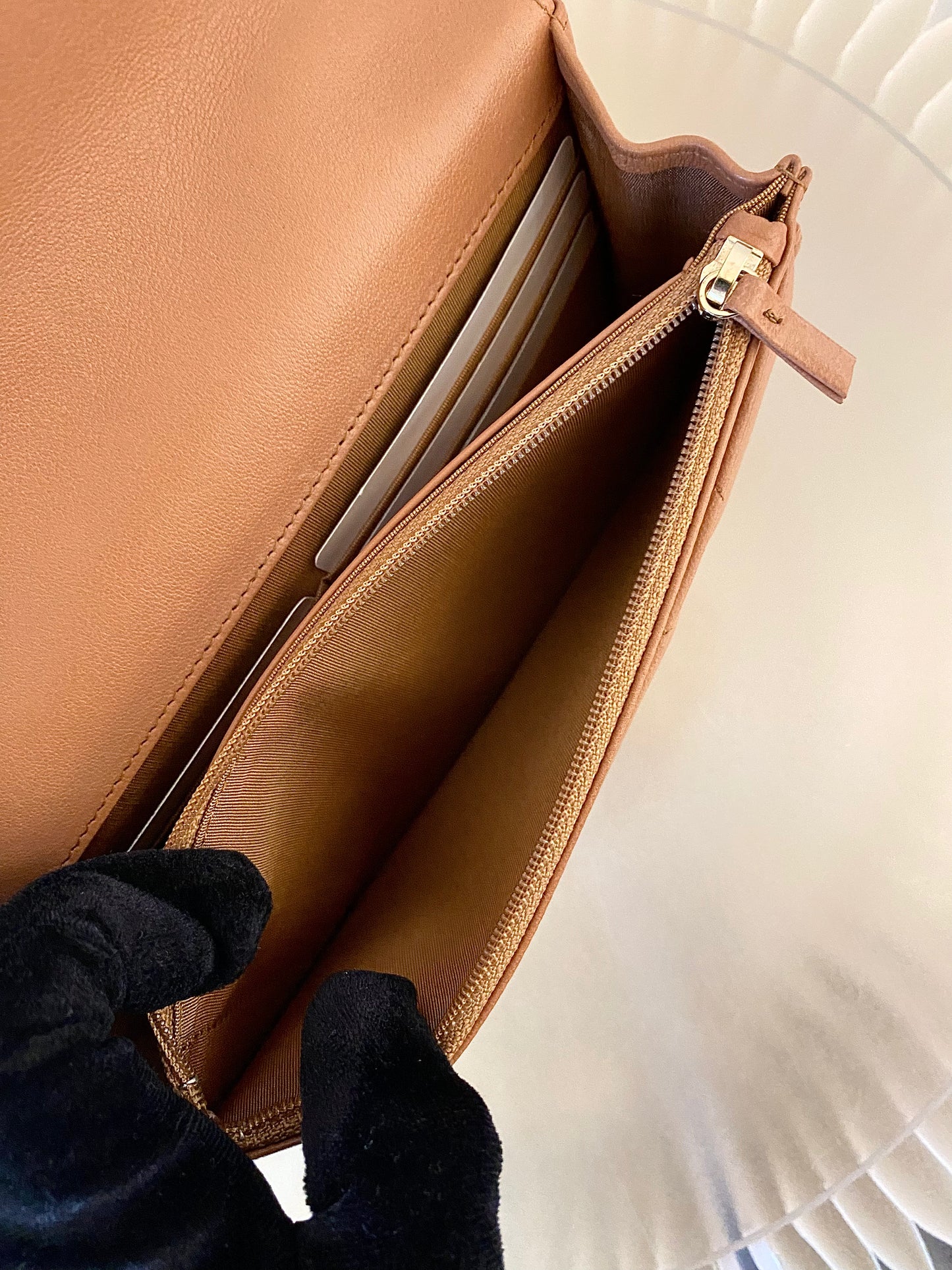 CHANEL C19 WOC Brown Quilted Lambskin Leather