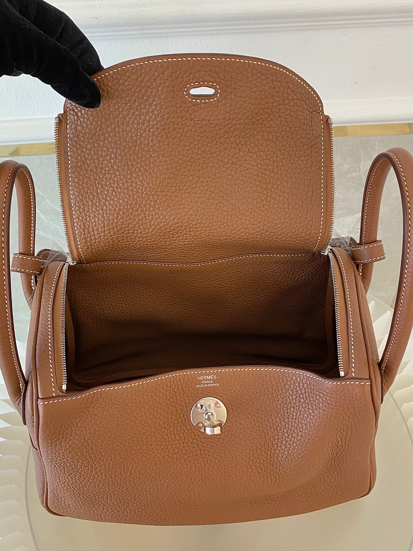 HERMES Lindy 26 Gold Tan PHW