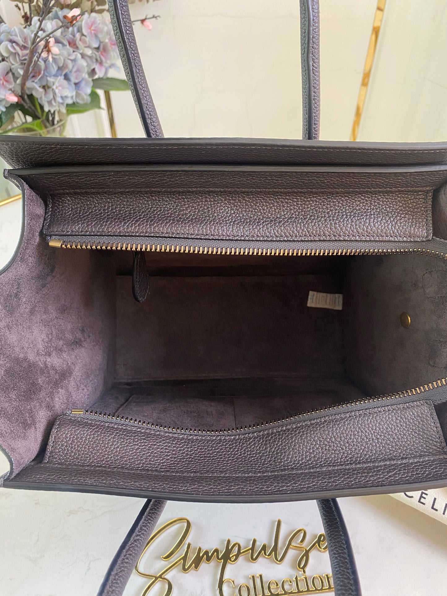 Micro Luggage Drummed Gray Leather