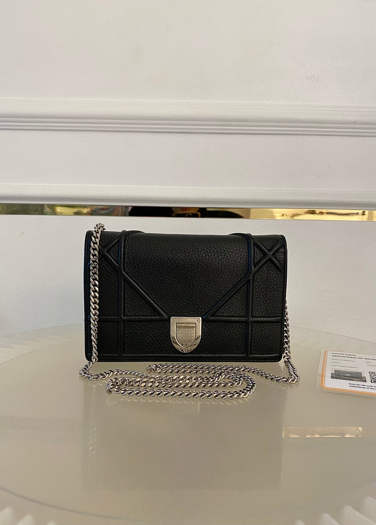 DIOR Diorama WOC Black Grained Leather