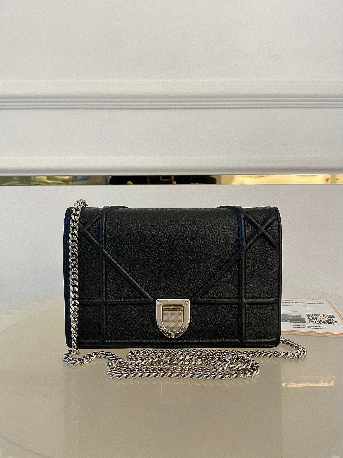 DIOR Diorama WOC Black Grained Leather