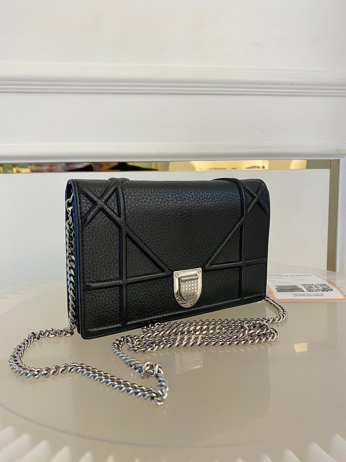 DIOR Diorama WOC Black Grained Leather
