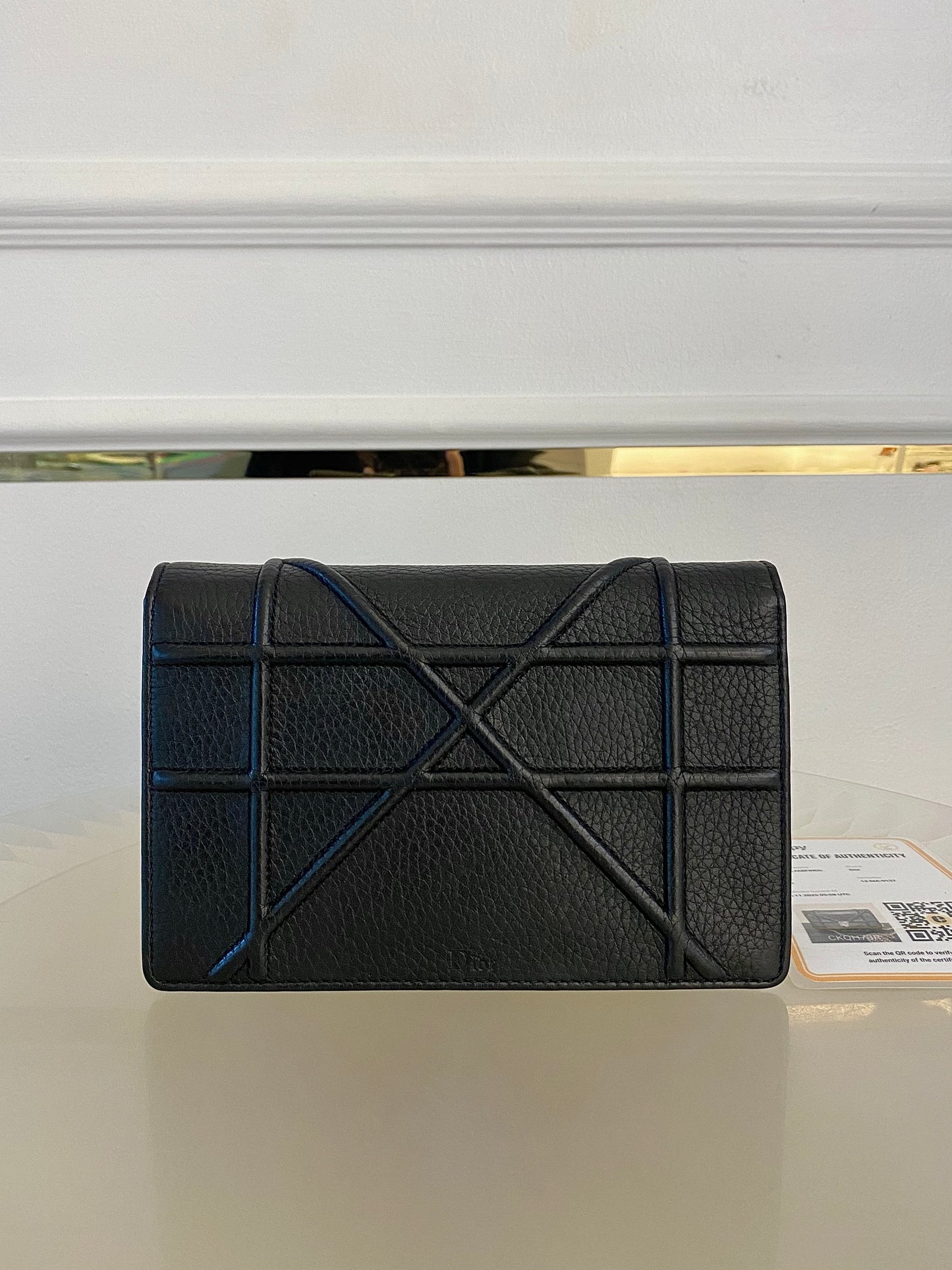 DIOR Diorama WOC Black Grained Leather