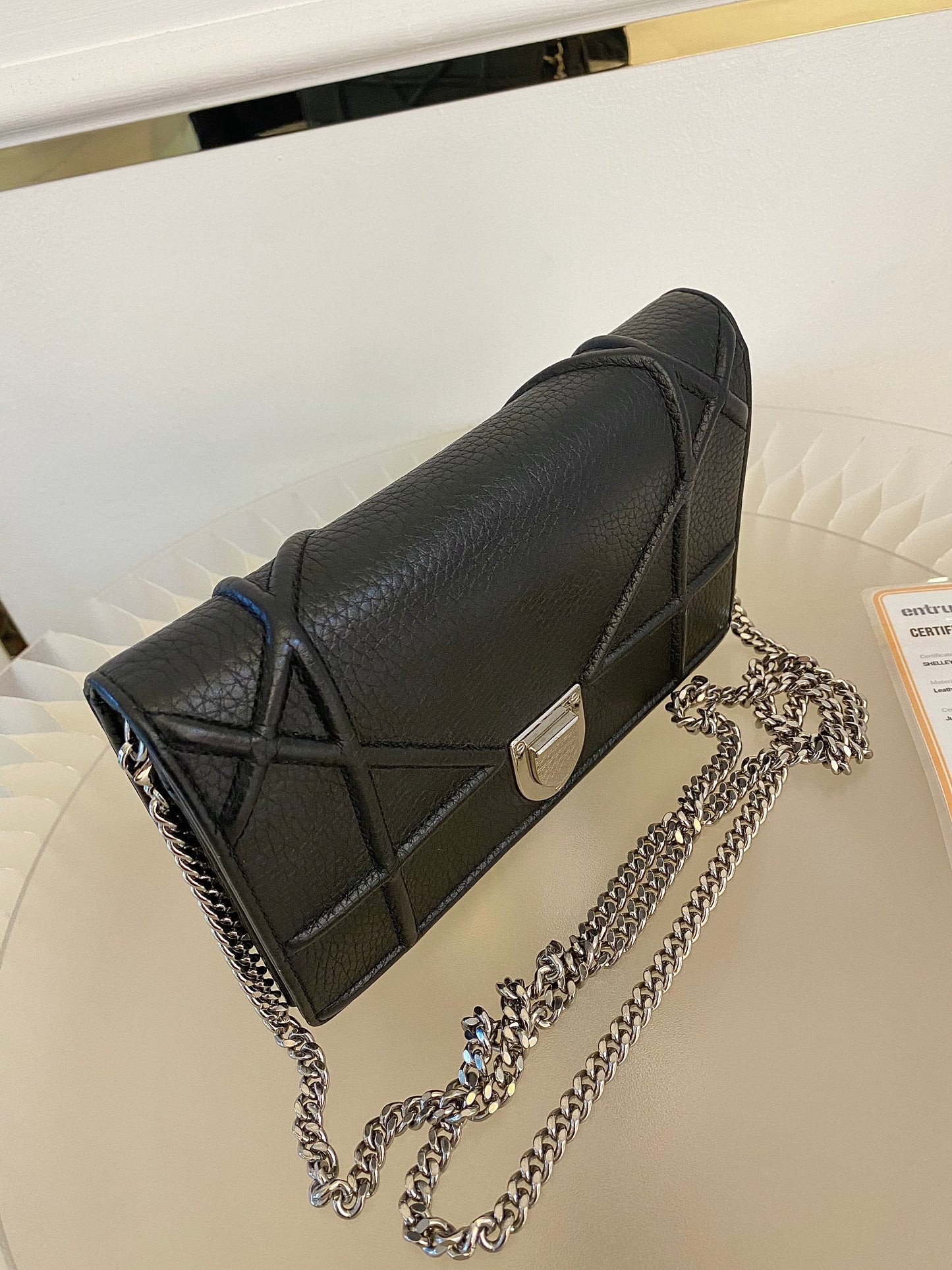 DIOR Diorama WOC Black Grained Leather