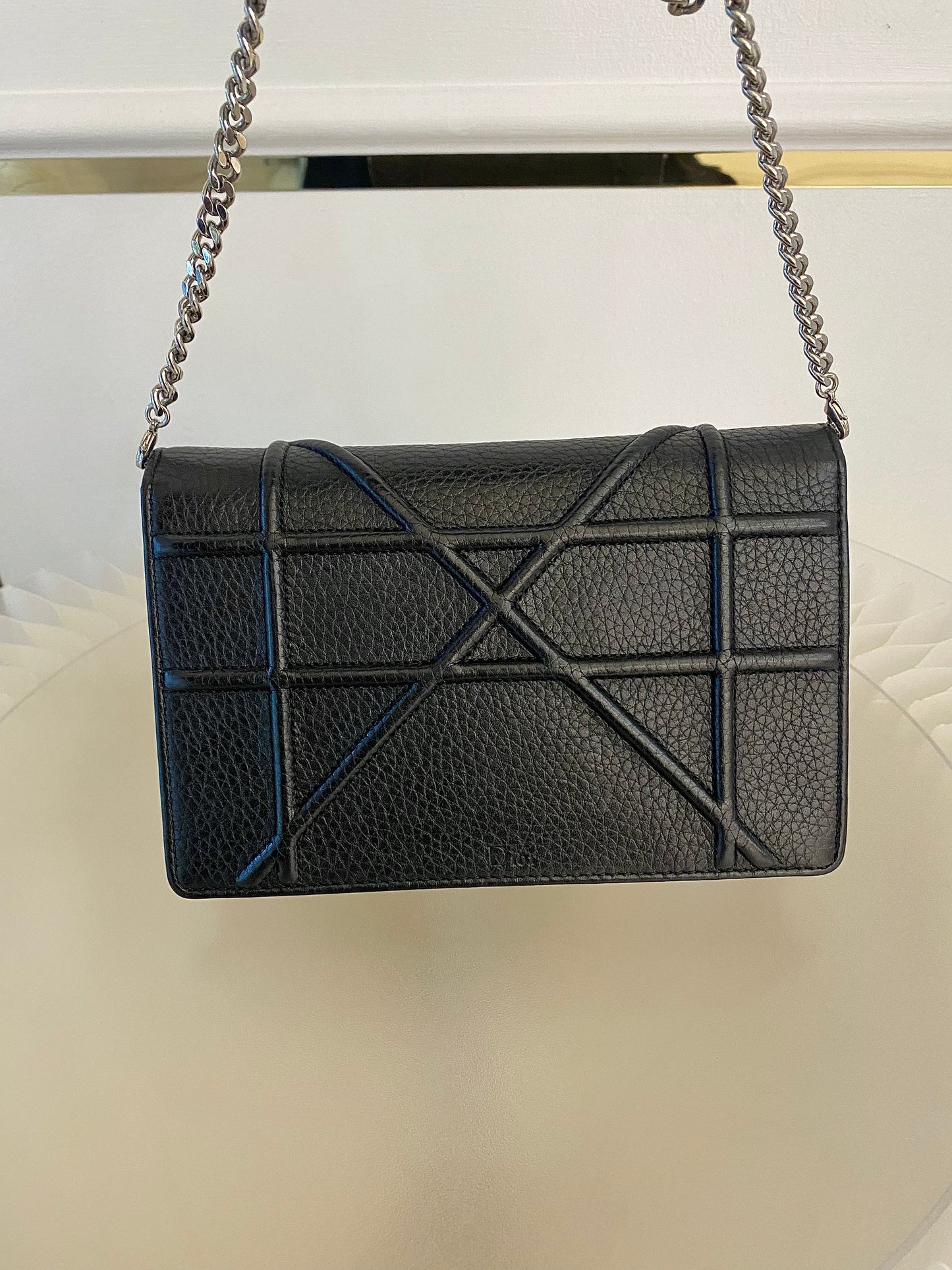 DIOR Diorama WOC Black Grained Leather