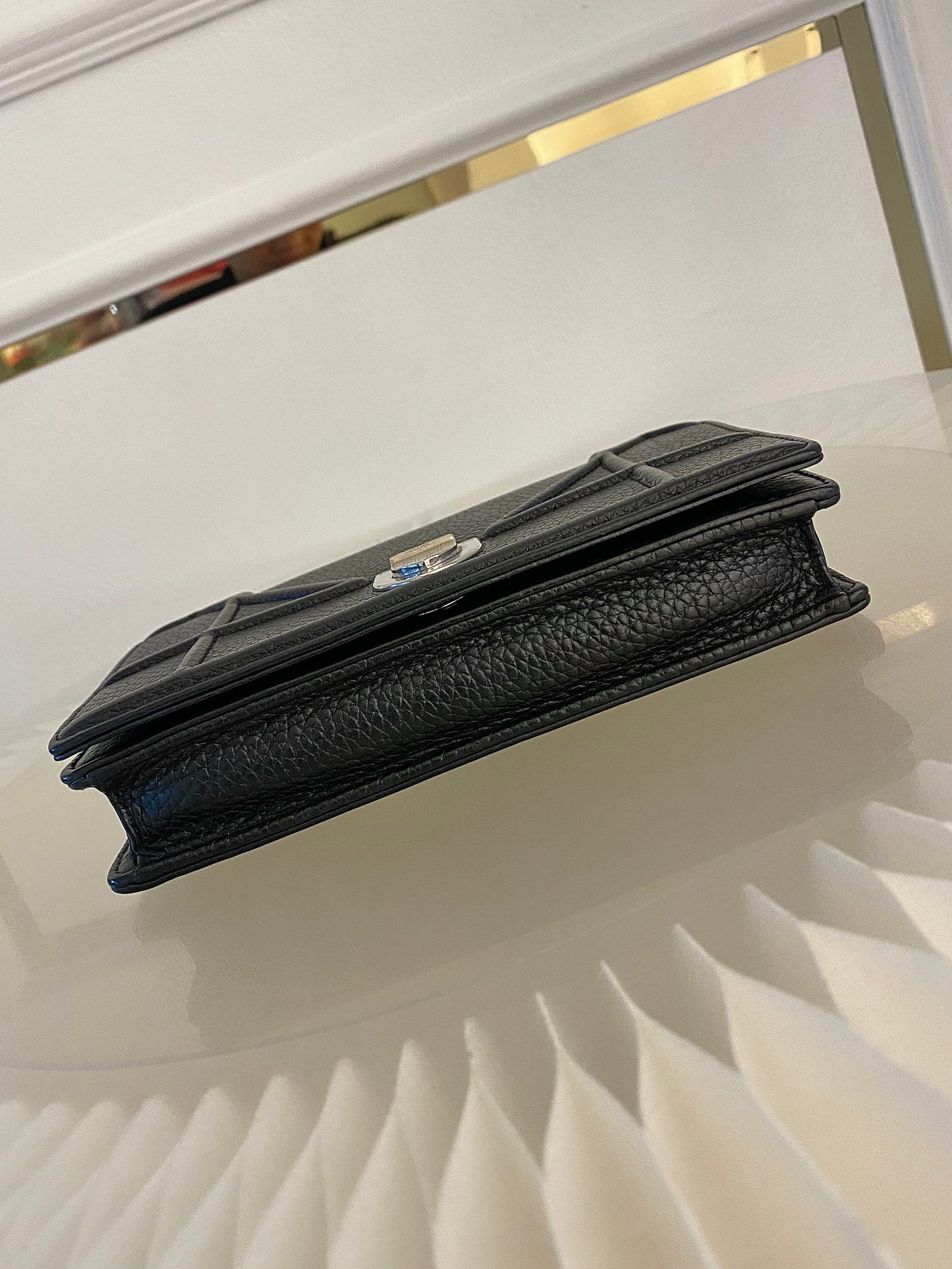 DIOR Diorama WOC Black Grained Leather