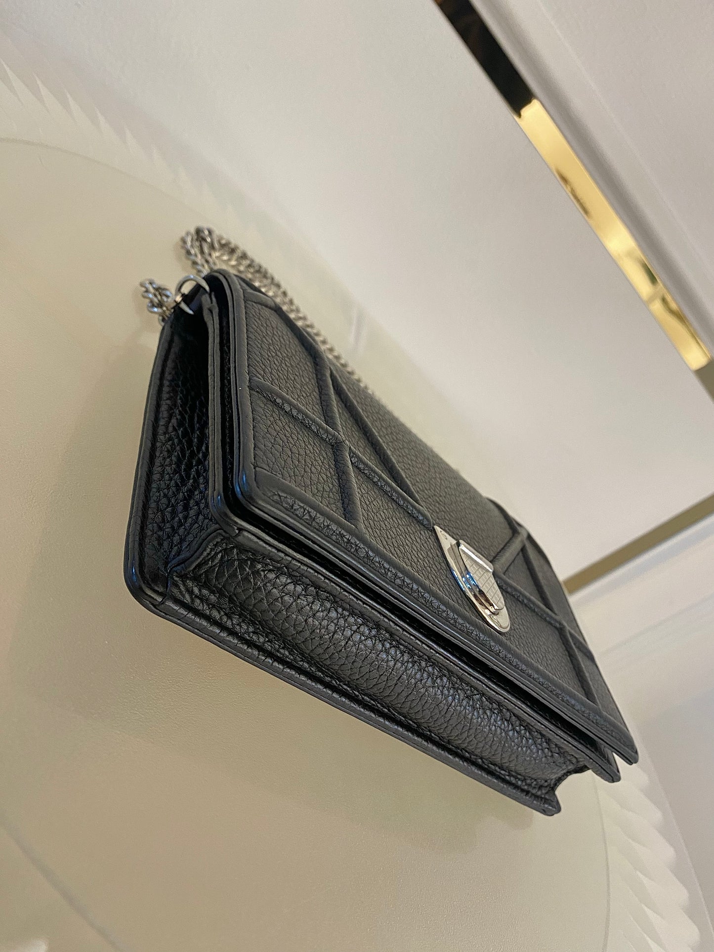 DIOR Diorama WOC Black Grained Leather