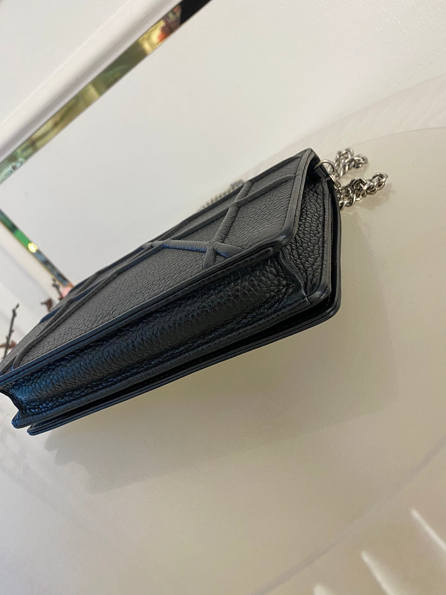 DIOR Diorama WOC Black Grained Leather