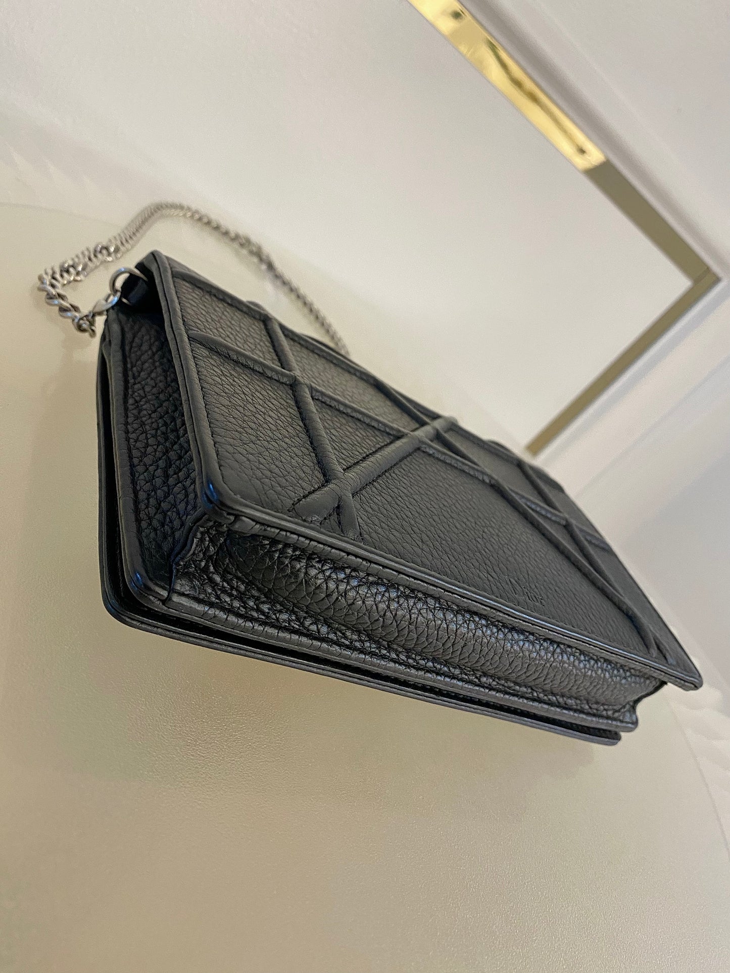 DIOR Diorama WOC Black Grained Leather